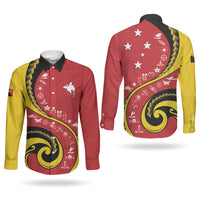 Papua New Guinea Independence Couples Matching Tank Maxi Dress and Long Sleeve Button Shirt Special Style Red Version LT05 - Polynesian Pride