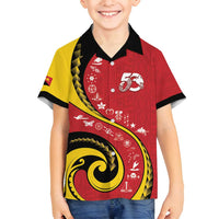 Papua New Guinea 50th Independence Anniversary Family Matching Long Sleeve Bodycon Dress and Hawaiian Shirt Special Style Red Version LT05 Son's Shirt Red - Polynesian Pride