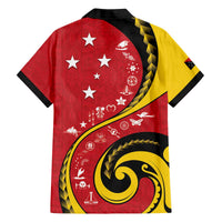 Papua New Guinea 50th Independence Anniversary Family Matching Off The Shoulder Long Sleeve Dress and Hawaiian Shirt Special Style Red Version LT05 - Polynesian Pride