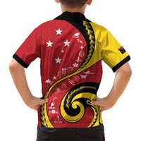 Papua New Guinea 50th Independence Anniversary Family Matching Off Shoulder Maxi Dress and Hawaiian Shirt Special Style Red Version LT05 - Polynesian Pride