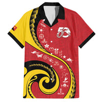 Papua New Guinea Independence Family Matching Off Shoulder Maxi Dress and Hawaiian Shirt Special Style Red Version LT05 Dad's Shirt - Short Sleeve Red - Polynesian Pride