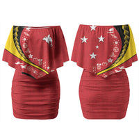 Papua New Guinea Independence Family Matching Off Shoulder Short Dress and Hawaiian Shirt Special Style Red Version LT05 Mom's Dress Red - Polynesian Pride