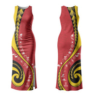 Papua New Guinea Independence Family Matching Tank Maxi Dress and Hawaiian Shirt Special Style Red Version LT05 Mom's Dress Red - Polynesian Pride