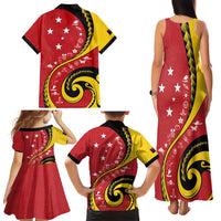 Papua New Guinea 50th Independence Anniversary Family Matching Tank Maxi Dress and Hawaiian Shirt Special Style Red Version LT05 - Polynesian Pride