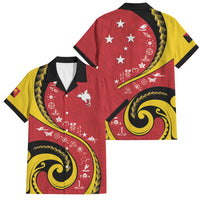 Papua New Guinea Independence Family Matching Tank Maxi Dress and Hawaiian Shirt Special Style Red Version LT05 Dad's Shirt - Short Sleeve Red - Polynesian Pride