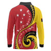 Papua New Guinea Independence Long Sleeve Polo Shirt Special Style Red Version LT05 - Polynesian Pride
