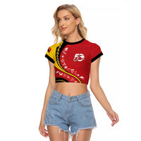 Papua New Guinea Independence Raglan Cropped T Shirt Special Style Red Version LT05 Female Red - Polynesian Pride