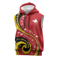 Papua New Guinea Independence Sleeveless Hoodie Special Style Red Version LT05 Red - Polynesian Pride