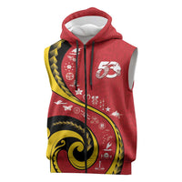 Papua New Guinea Independence Sleeveless Zip Hoodie Special Style Red Version LT05 Red - Polynesian Pride