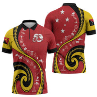 Papua New Guinea Independence Zipper Polo Shirt Special Style Red Version LT05 - Polynesian Pride