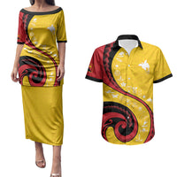 Papua New Guinea Independence Couples Matching Puletasi and Hawaiian Shirt Special Style Yellow Version LT05 Yellow - Polynesian Pride