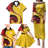 Papua New Guinea Independence Family Matching Puletasi and Hawaiian Shirt Special Style Yellow Version LT05 - Polynesian Pride