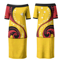 Papua New Guinea Independence Family Matching Puletasi and Hawaiian Shirt Special Style Yellow Version LT05 Mom's Dress Yellow - Polynesian Pride