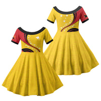 Papua New Guinea Independence Family Matching Puletasi and Hawaiian Shirt Special Style Yellow Version LT05 Daughter's Dress Yellow - Polynesian Pride