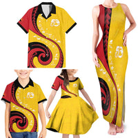 Papua New Guinea 50th Independence Anniversary Family Matching Tank Maxi Dress and Hawaiian Shirt Special Style Yellow Version LT05 - Polynesian Pride