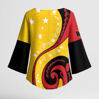 Papua New Guinea Independence Kimono Sleeve Blouse Special Style Yellow Version LT05 - Polynesian Pride