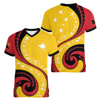 Papua New Guinea Independence Women V-Neck T-Shirt Special Style Yellow Version LT05 - Polynesian Pride