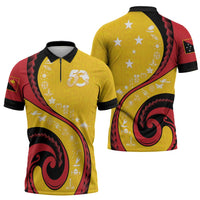 Papua New Guinea 50th Independence Anniversary Zipper Polo Shirt Special Style Yellow Version - Polynesian Pride