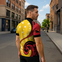 Papua New Guinea 50th Independence Anniversary Zipper Polo Shirt Special Style Yellow Version - Polynesian Pride
