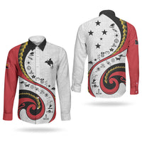 Papua New Guinea Independence Couples Matching Mermaid Dress and Long Sleeve Button Shirt Special Style White Version LT05 - Polynesian Pride
