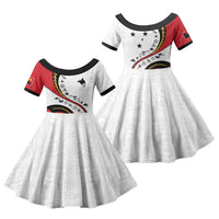 Papua New Guinea Independence Family Matching Off Shoulder Maxi Dress and Hawaiian Shirt Special Style White Version LT05 Daughter's Dress White - Polynesian Pride
