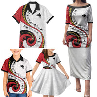 Papua New Guinea Independence Family Matching Puletasi and Hawaiian Shirt Special Style White Version LT05 - Polynesian Pride
