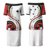 Papua New Guinea Independence Family Matching Puletasi and Hawaiian Shirt Special Style White Version LT05 Mom's Dress White - Polynesian Pride