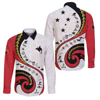 Papua New Guinea Independence Family Matching Summer Maxi Dress and Hawaiian Shirt Special Style White Version LT05 Dad's Shirt - Long Sleeve White - Polynesian Pride