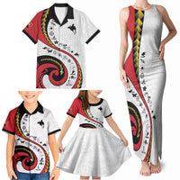 Papua New Guinea Independence Family Matching Tank Maxi Dress and Hawaiian Shirt Special Style White Version LT05 - Polynesian Pride