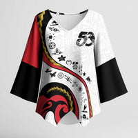 Papua New Guinea Independence Kimono Sleeve Blouse Special Style White Version LT05 Female White - Polynesian Pride