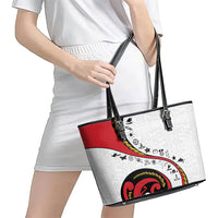 Papua New Guinea Independence Leather Tote Bag Special Style White Version LT05 - Polynesian Pride