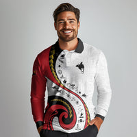 Papua New Guinea Independence Long Sleeve Polo Shirt Special Style White Version LT05 - Polynesian Pride