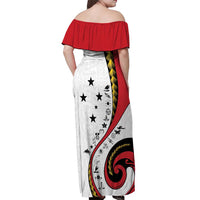Papua New Guinea Independence Off Shoulder Maxi Dress Special Style White Version LT05 - Polynesian Pride