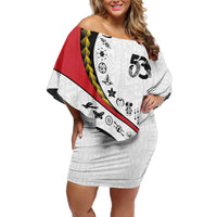 Papua New Guinea Independence Off Shoulder Short Dress Special Style White Version LT05 Women White - Polynesian Pride