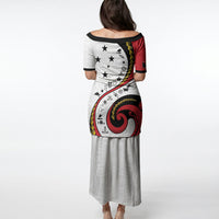 Papua New Guinea Independence Puletasi Special Style White Version LT05 - Polynesian Pride