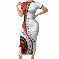 Papua New Guinea Independence Short Sleeve Bodycon Dress Special Style White Version LT05 Long Dress White - Polynesian Pride