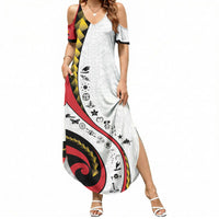 Papua New Guinea Independence Summer Maxi Dress Special Style White Version LT05 Women White - Polynesian Pride