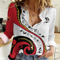 Papua New Guinea Independence Women Casual Shirt Special Style White Version LT05 Female White - Polynesian Pride