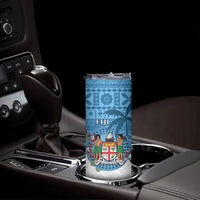 Personalised Fiji Skinny Tumbler Coat Of Arms Tagimoucia With Fijian Tapa Pattern LT05 - Polynesian Pride