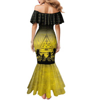 Personalised Palau Independence Day Family Matching Mermaid Dress and Hawaiian Shirt Palauan Tattoo Pattern - Polynesian Pride