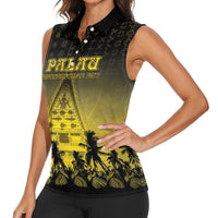 Personalised Palau Independence Day Women Sleeveless Polo Shirt Palauan Tattoo Pattern - Polynesian Pride