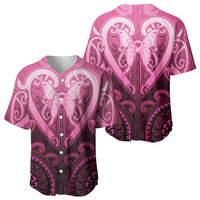 Aotearoa Breast Cancer Baseball Jersey Maori Tribal Pattern LT05 - Polynesian Pride