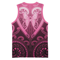 Aotearoa Breast Cancer Basketball Jersey Maori Tribal Pattern LT05 - Polynesian Pride