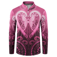 Aotearoa Breast Cancer Button Sweatshirt Maori Tribal Pattern LT05 Pink - Polynesian Pride
