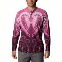 Aotearoa Breast Cancer Button Sweatshirt Maori Tribal Pattern LT05 - Polynesian Pride