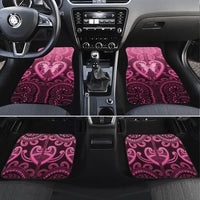 Aotearoa Breast Cancer Car Mats Maori Tribal Pattern LT05 Set 4pcs Pink - Polynesian Pride