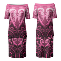 Aotearoa Breast Cancer Couples Matching Puletasi and Hawaiian Shirt Maori Tribal Pattern LT05 - Polynesian Pride