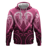 Aotearoa Breast Cancer Hoodie Maori Tribal Pattern LT05 Pullover Hoodie Pink - Polynesian Pride