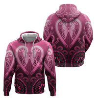 Aotearoa Breast Cancer Hoodie Maori Tribal Pattern LT05 - Polynesian Pride