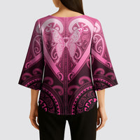 Aotearoa Breast Cancer Kimono Sleeve Blouse Maori Tribal Pattern LT05 - Polynesian Pride